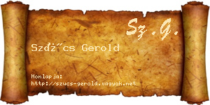 Szűcs Gerold névjegykártya