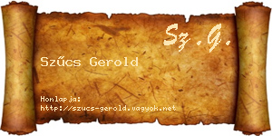 Szűcs Gerold névjegykártya